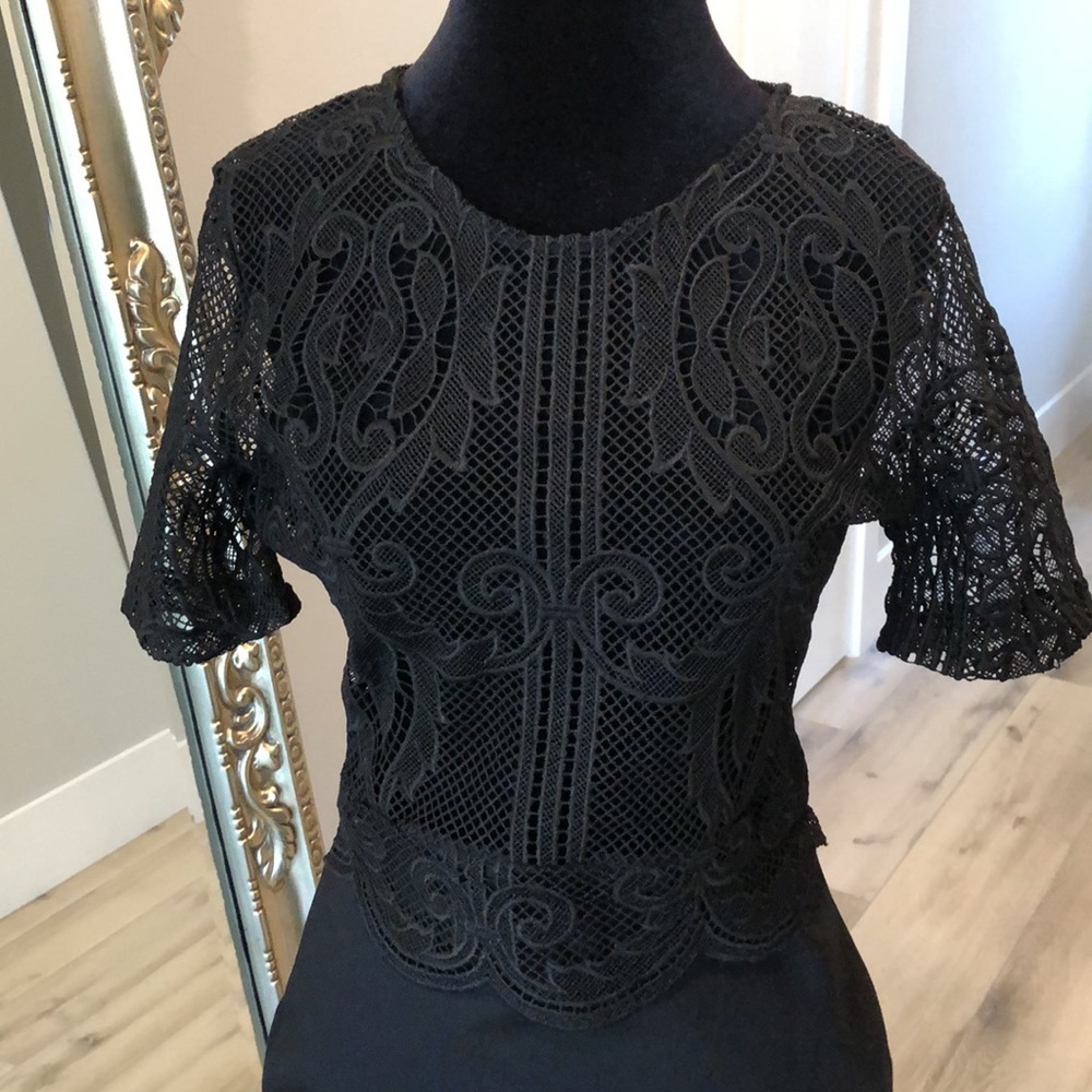 Zara black top lace midi dress